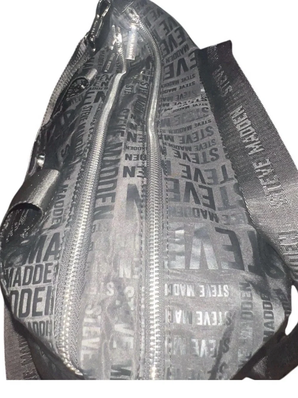 Steve Madden Black Logo Print Weekender Duffle Travel Bag